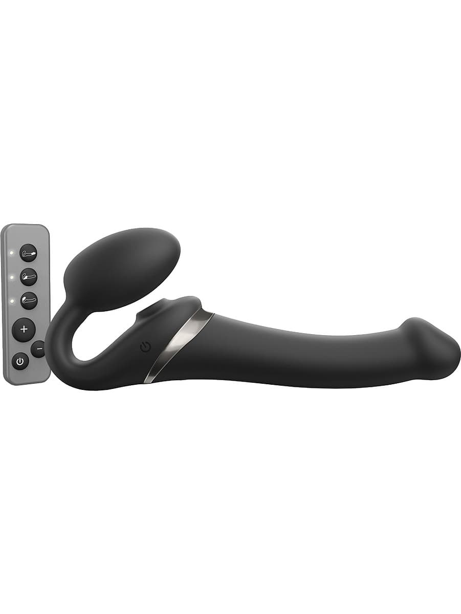 Strap-On-Me: Multi Orgasm Bendable Strap-On Vibrator, M, svart