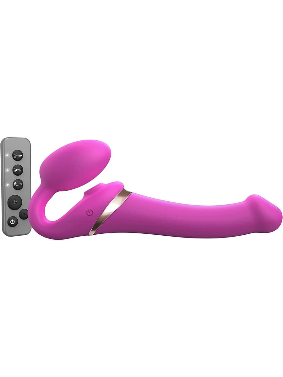 Strap-On-Me: Multi Orgasm Bendable Strap-On Vibrator, M, rosa