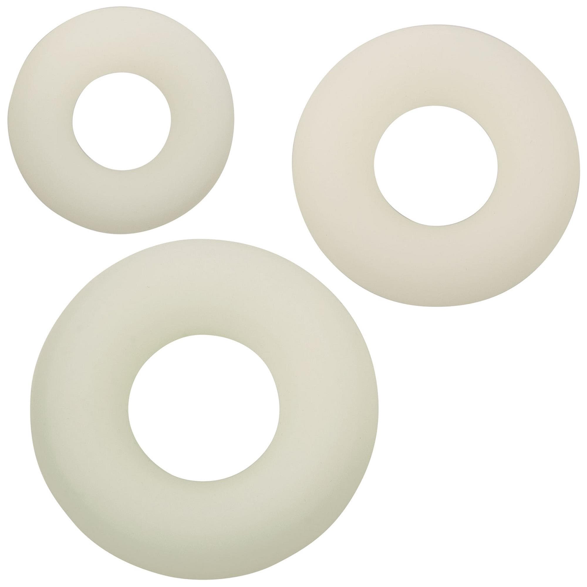 Självlysande penisringar i mjukt silikon - 3-pack