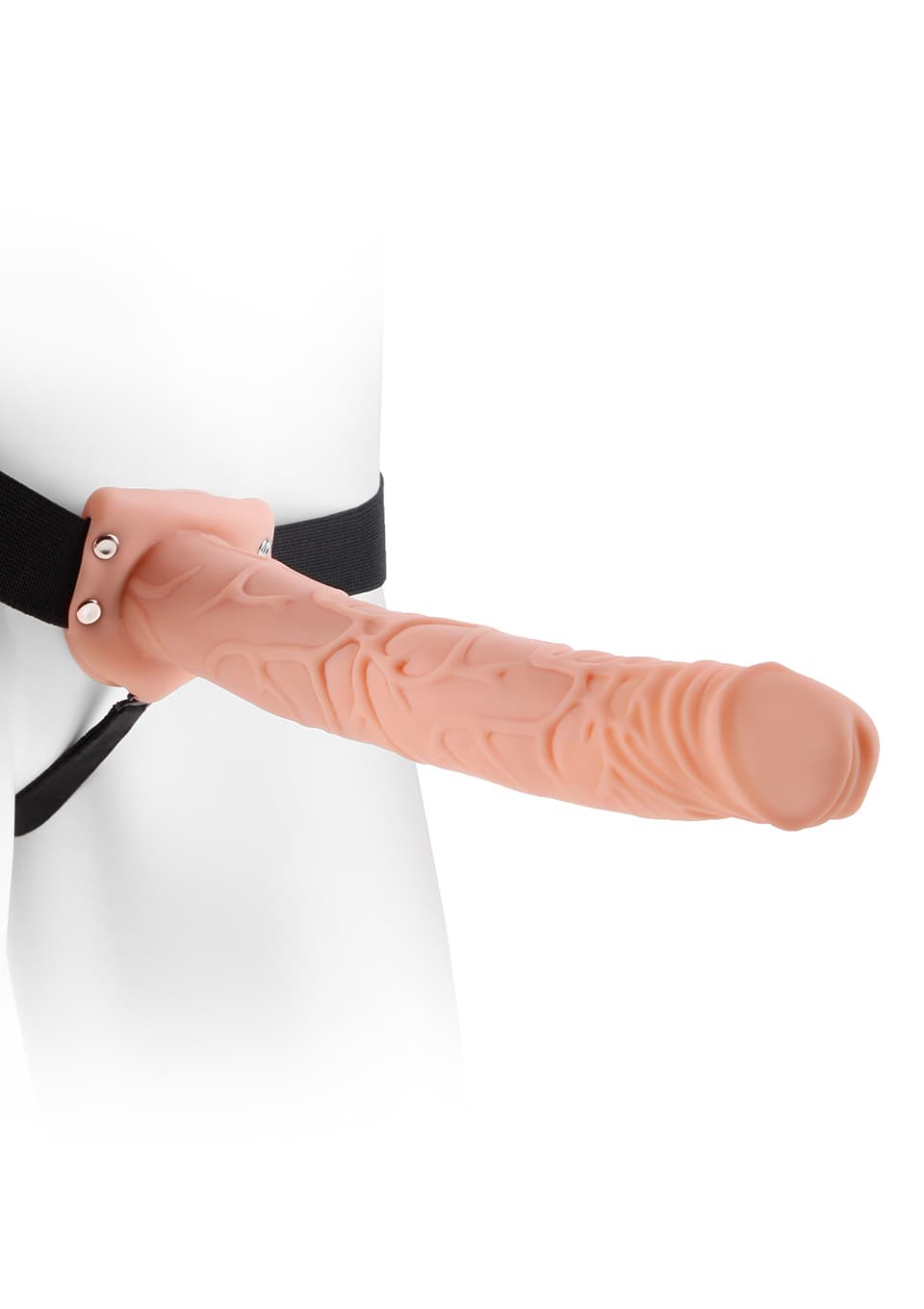 HOLLOW STRAP-ON W BALLS 11"'"' FLESH